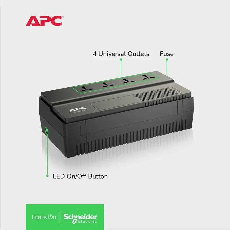 APC Easy UPS BV800I-MS 800VA Line-Interactive UPS – AVR, Surge Protection, Universal Sockets Backup Power for Home, Office, PC & Networking Devices