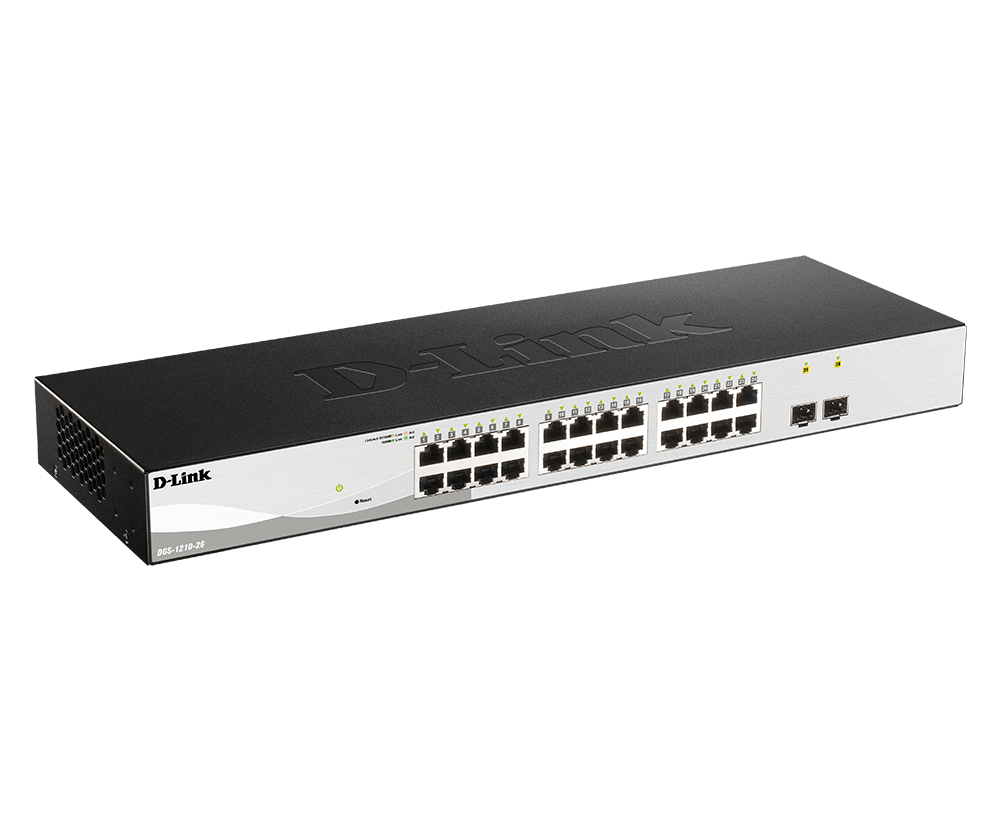 D-Link DGS-F1210-26PS-E — 24-Port Gigabit PoE Smart Switch (with 2 SFP Uplink Ports)