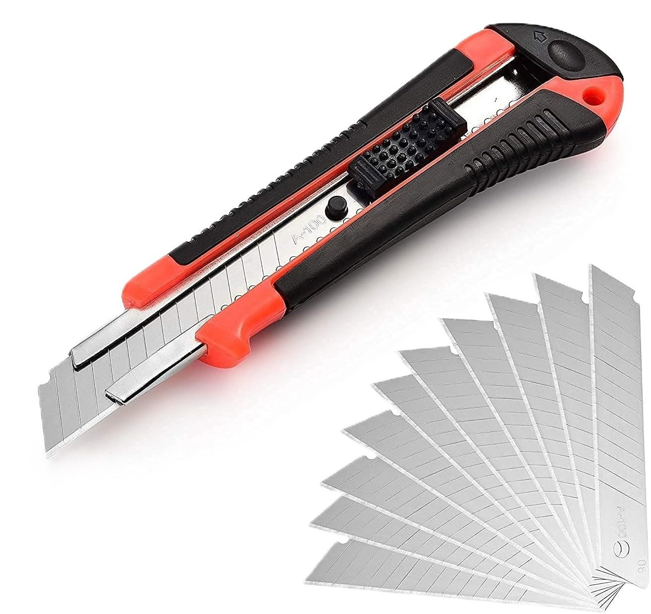 Heavy-Duty 18mm Cutter with 10pcs Replacement Blades