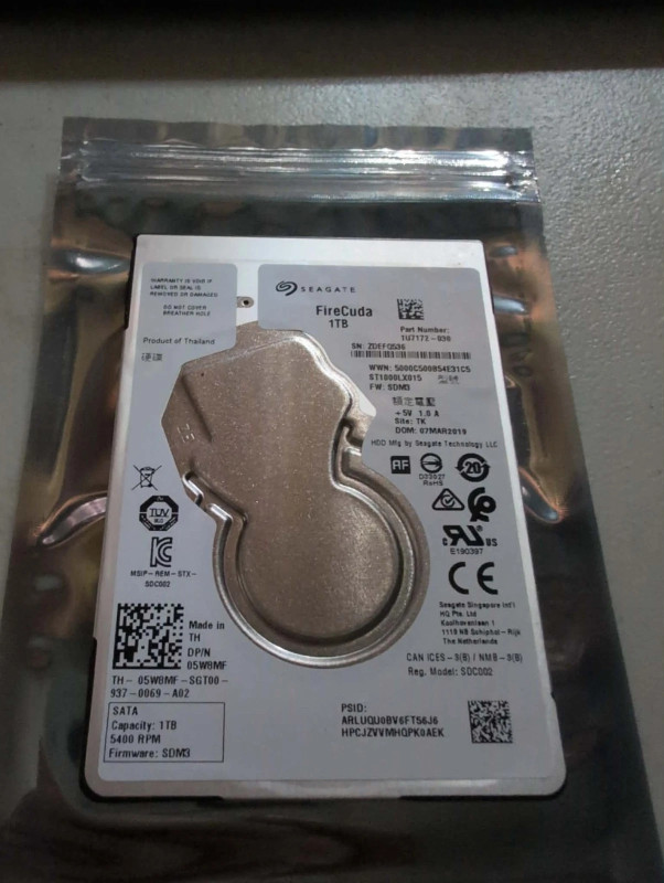 Seagate Mobile 1TB, Internal, 2.5"  Hard Drive