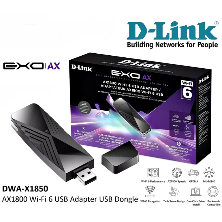 D-Link EXO AX1800 WiFi 6 USB Adapter DWA-X1850