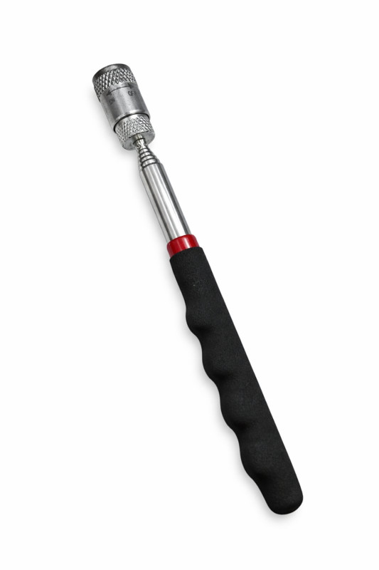 Telescoping magnetic pick up tool with built‑in LED flashlight