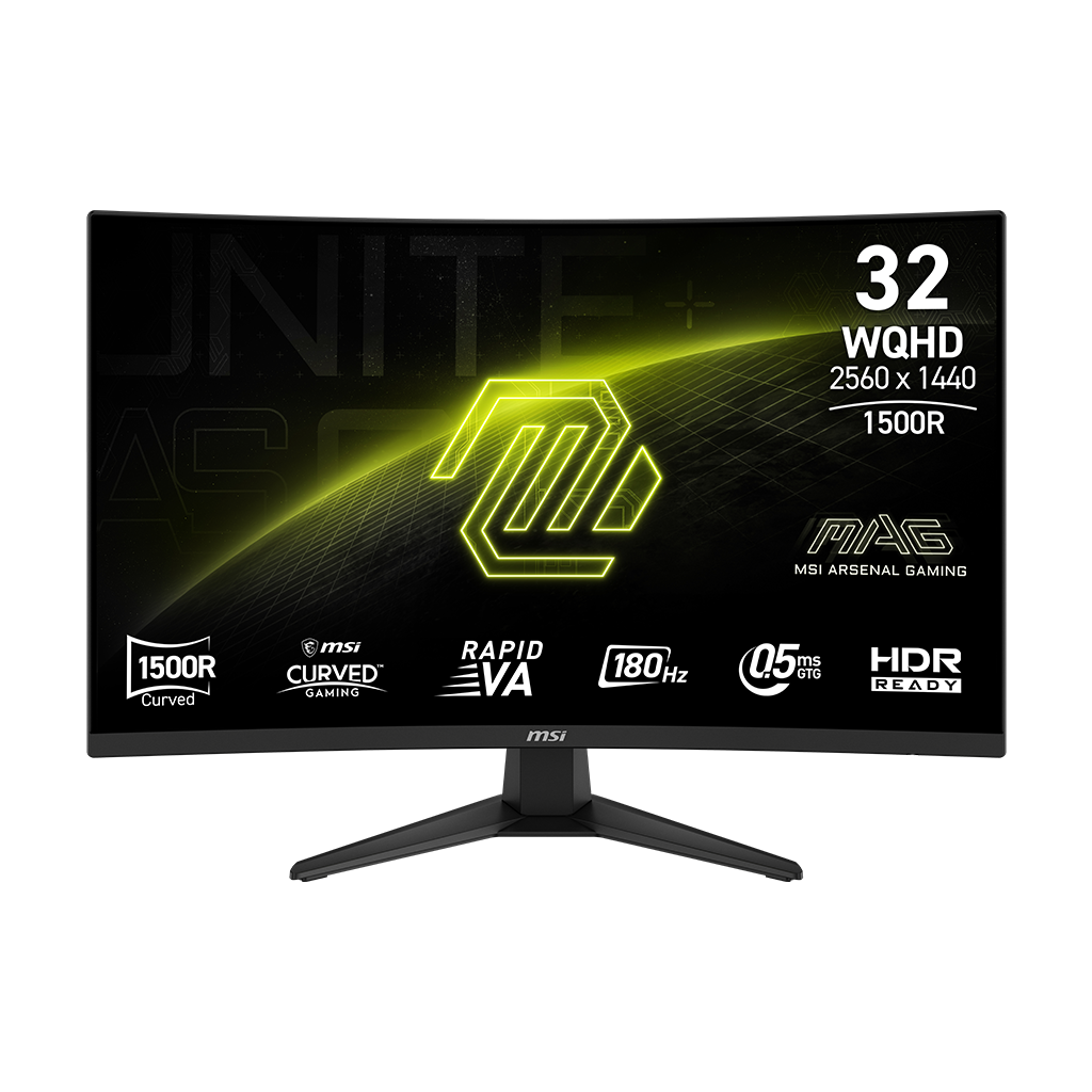 MSI MAG 321CQF E18 31.5" Curved Gaming Monitor – WQHD (2560x1440), 180Hz Refresh Rate, 1ms Response Time, VA Panel, HDMI & DisplayPort, RGB, for Gaming, Office Work, Content Creation & Graphic Design
