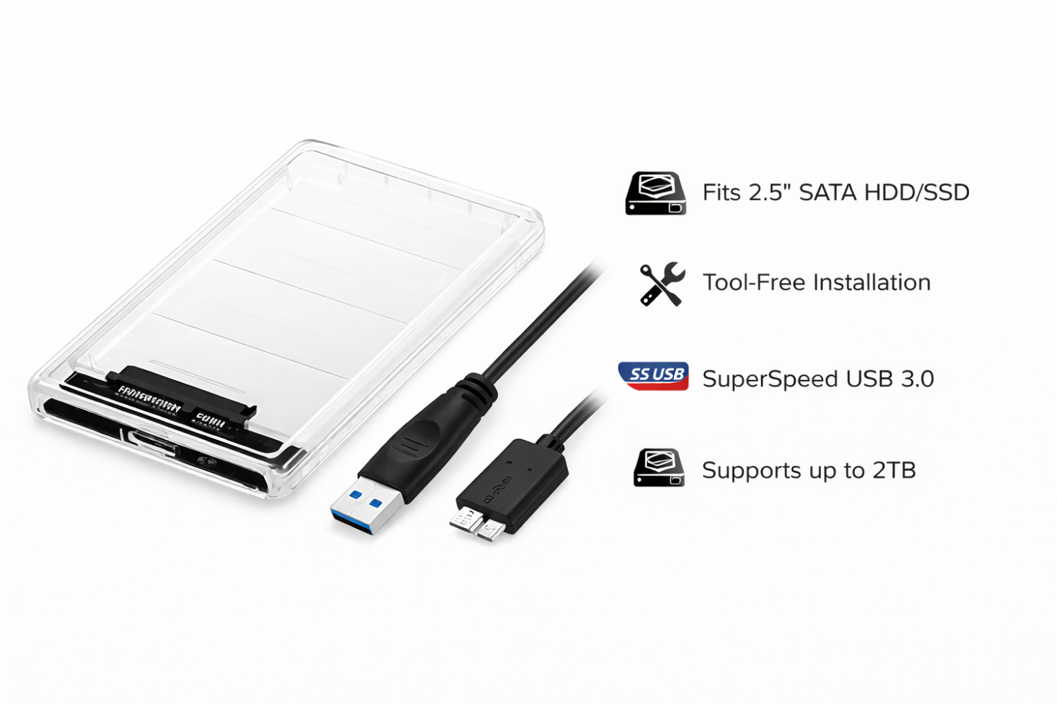 TINYTE Transparent 2.5″ USB 3.0 SATA HDD/SSD Enclosure