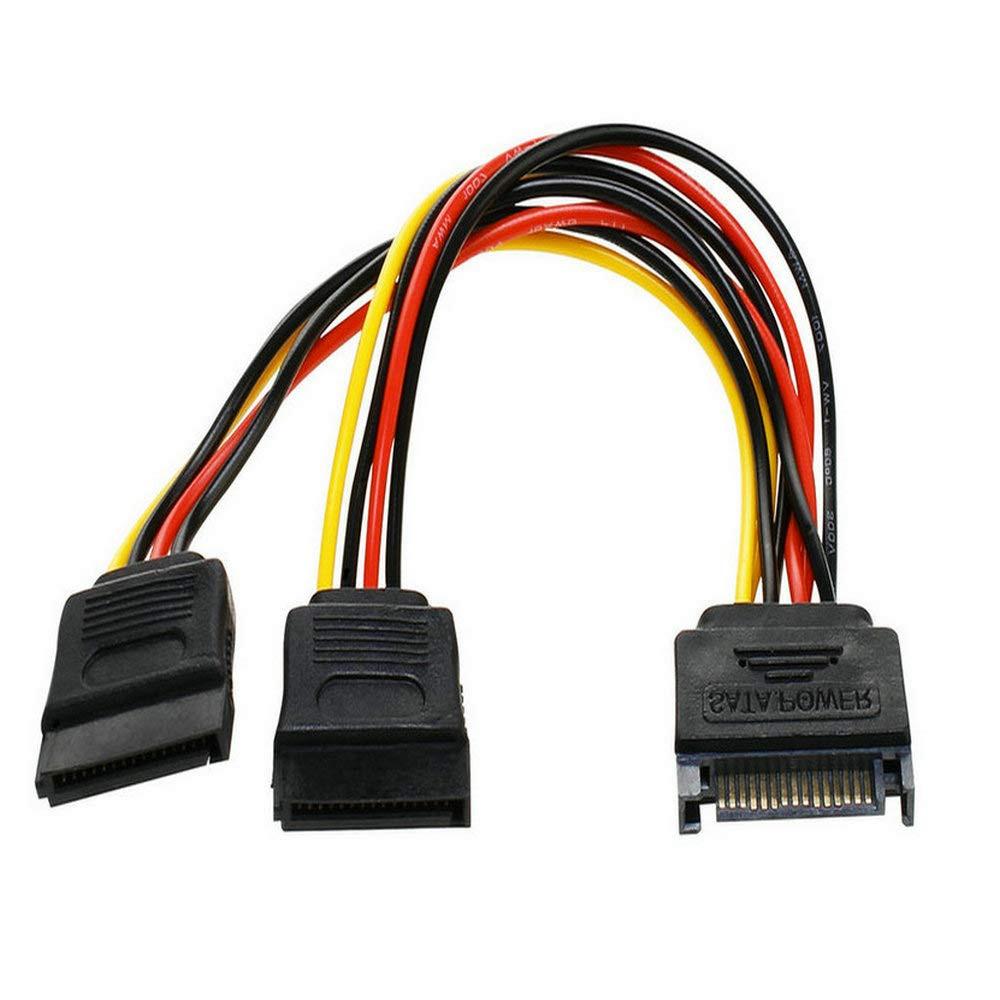 SATA 15 Pin Power Y-Splitter Cable (Male to 2× Female)