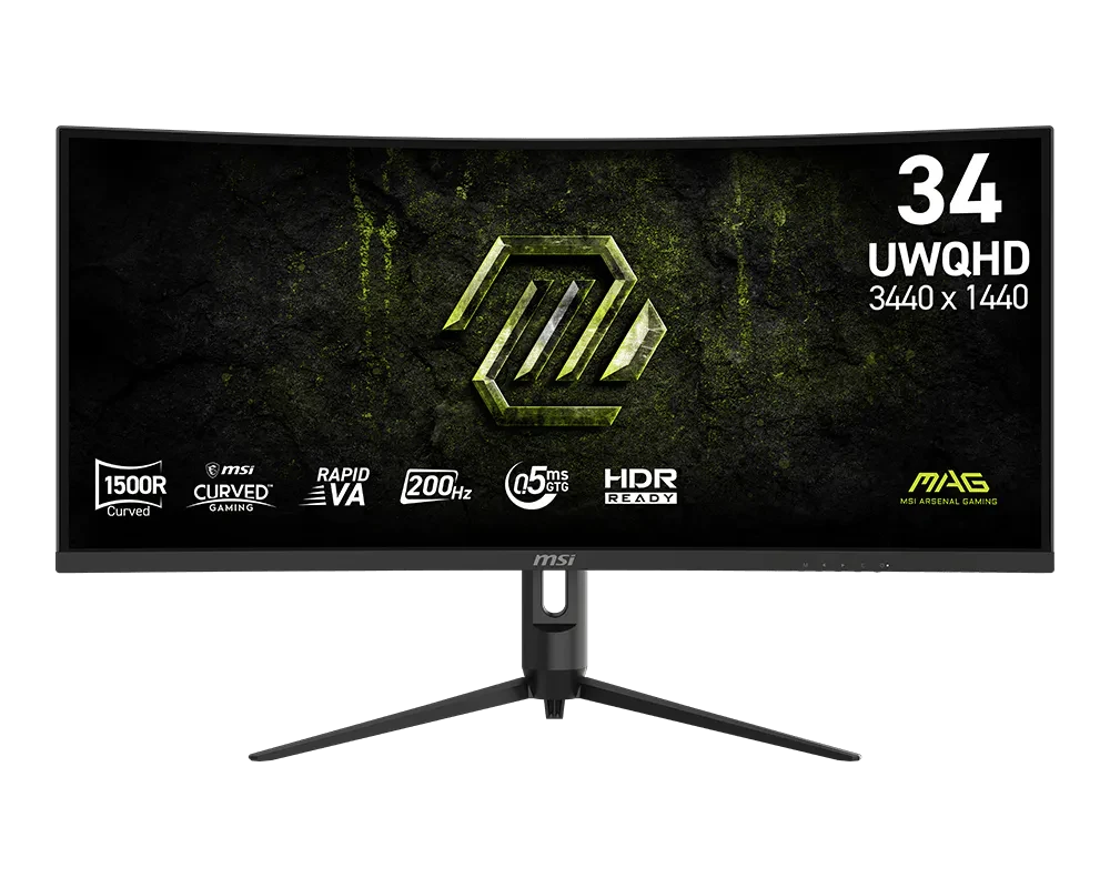 MSI MAG 342CQRF E20 34" UWQHD Curved Gaming Monitor – 200Hz, 0.5ms, Ultrawide 3440×1440 VA Display,HDMI & DisplayPort, for (Gaming, Office & Creative Use)