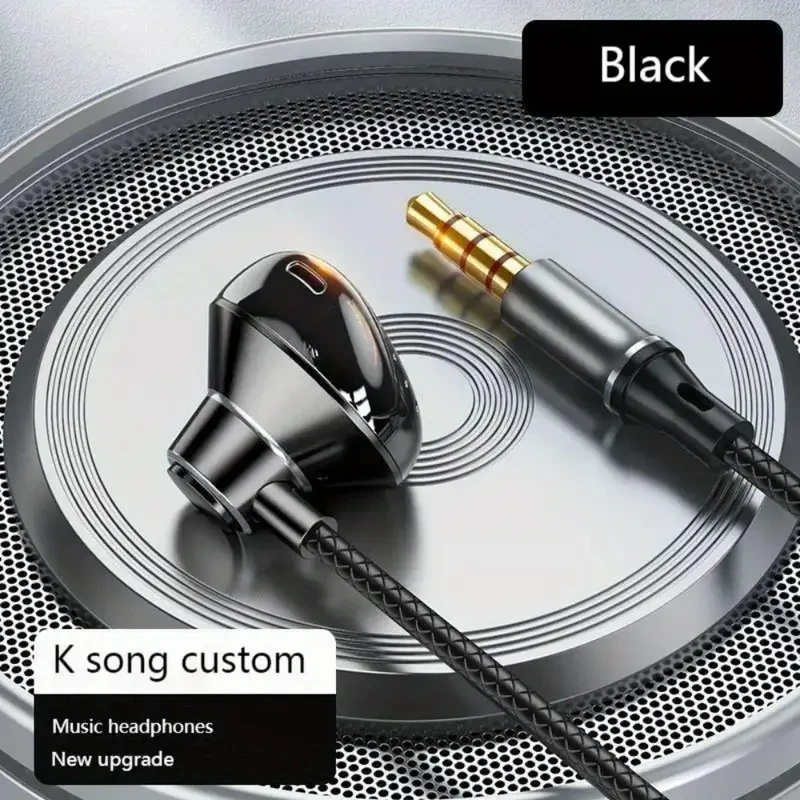 3.5mm Wired Earphones – HiFi Bass Stereo Headset with Mic & Volume Control (Black)