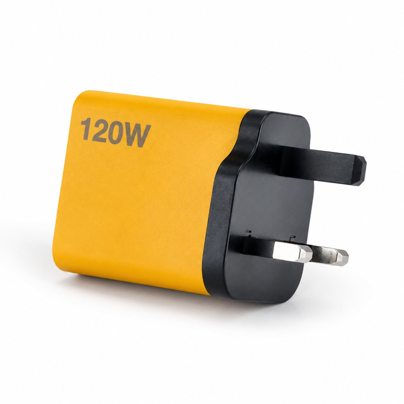 120W 4-Port GaN Fast Charger, 2 USB-C PD & 2 USB-A QC3.0 Power Adapter (UK Plug)