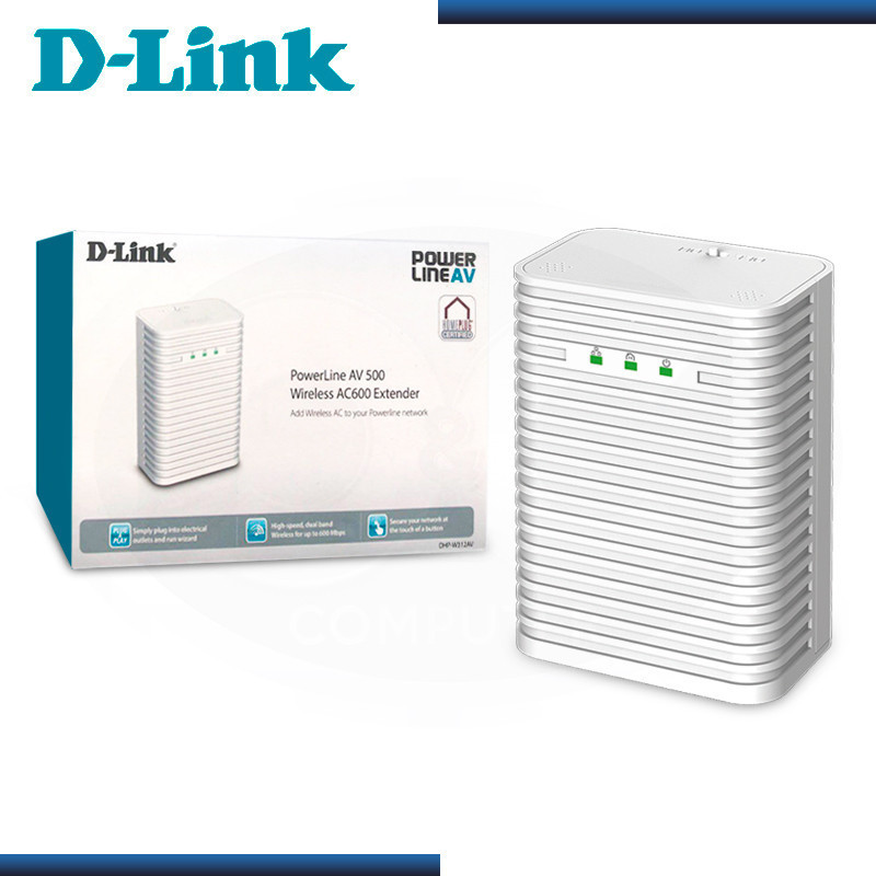 D-Link DHP-W312AV AV500 Powerline Adapter with AC600 WiFi Extender – HomePlug AV Wireless Booster
