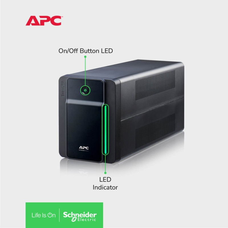 APC Easy UPS BVX1200LI-MS 1200VA Line-Interactive UPS – 230V, AVR, 2x Universal Sockets Battery Backup for Home & Office