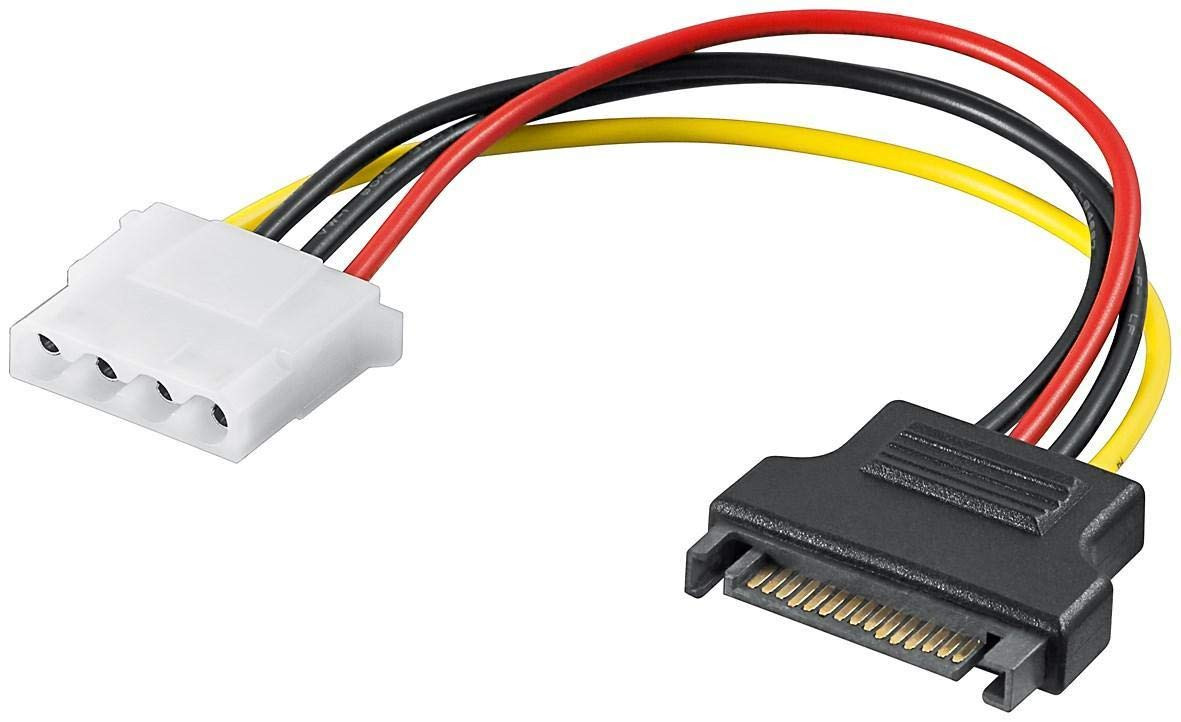Molex 4-Pin Female to SATA 15-Pin Male Power Cable