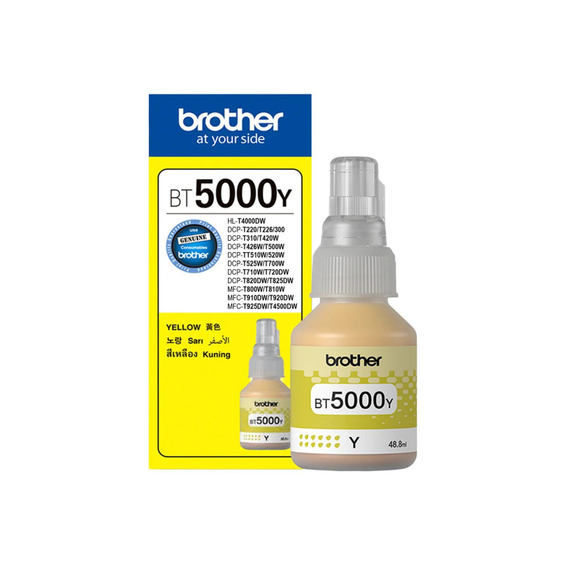 Brother BT5000Y Yellow Ink Bottle – Original Ink Tank Refill, High Yield 5000 Pages, Compatible with Brother DCP & MFC Printers