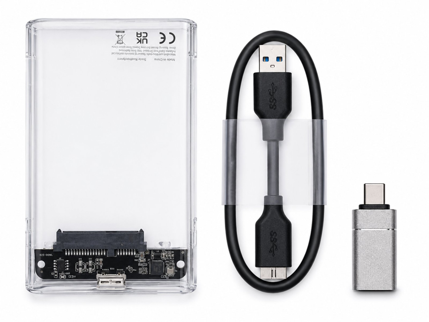 Clear 2.5" SATA Hard Drive Enclosure - USB 3.0 to Micro-B SSD/HDD External Case