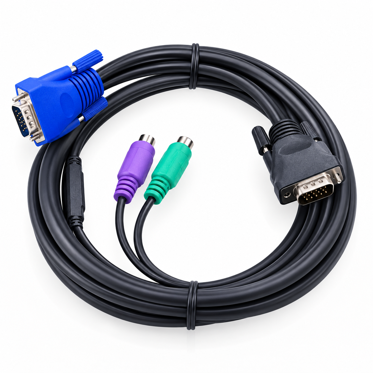 KVM-403 PS/2 KVM Cable 5M – VGA + DB9 + Dual PS/2 Combo Cable for KVM-440/450 Switches