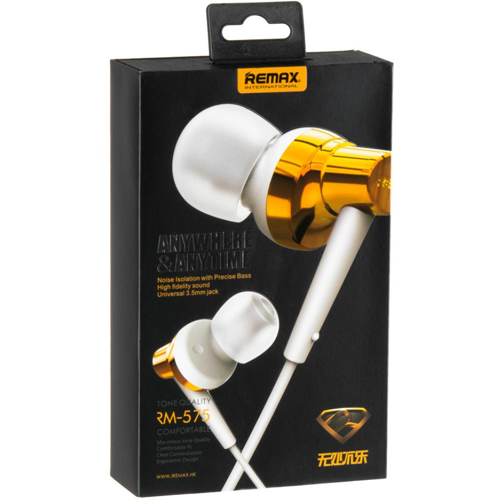 REMAX RM-575 Stereo Earphones – 3.5mm Wired HiFi Bass Headset with Mic