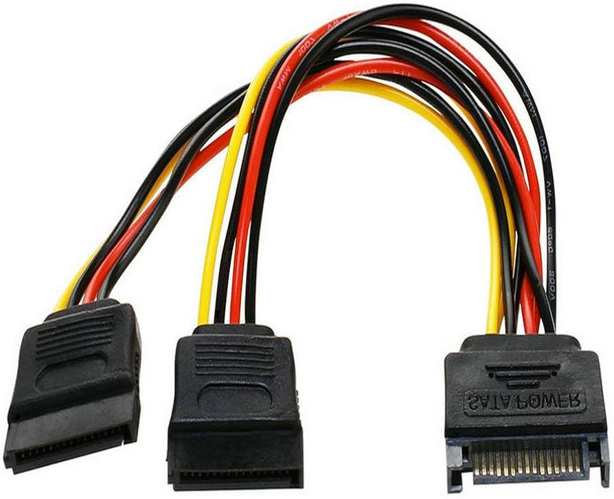 15-Pin SATA Power Male to Dual SATA Female Splitter Cable