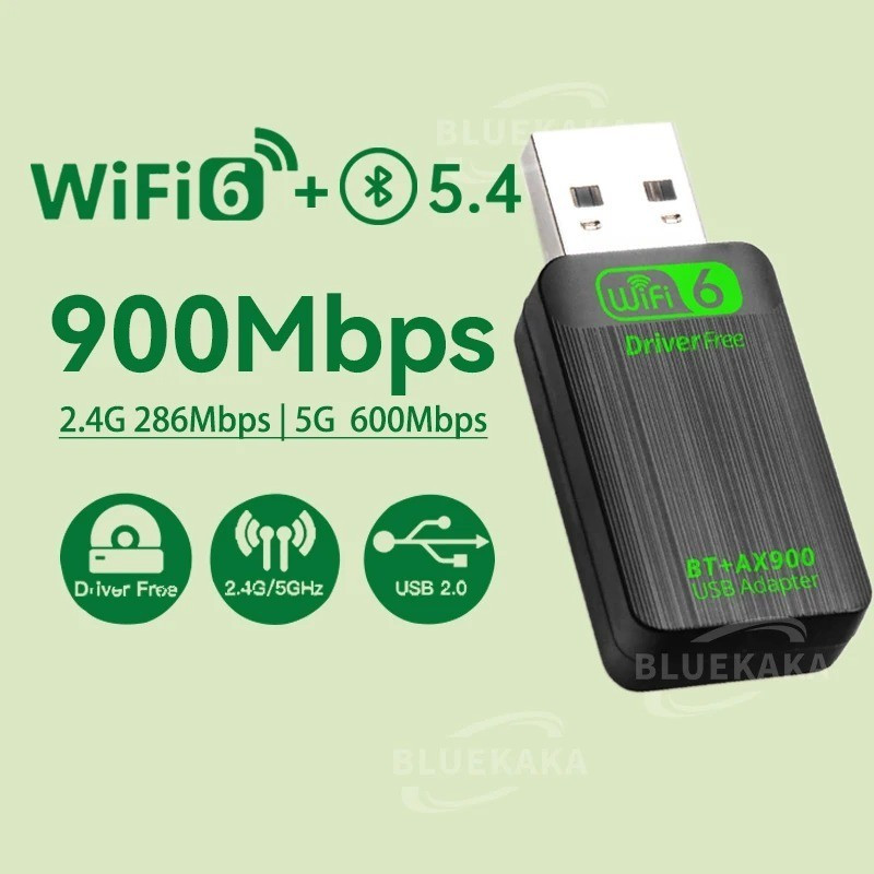 AX900 USB WiFi 6 + Bluetooth 5.4 2-in-1 Adapter – Dual Band 2.4GHz/5GHz Wireless Network Dongle for Windows 10/11