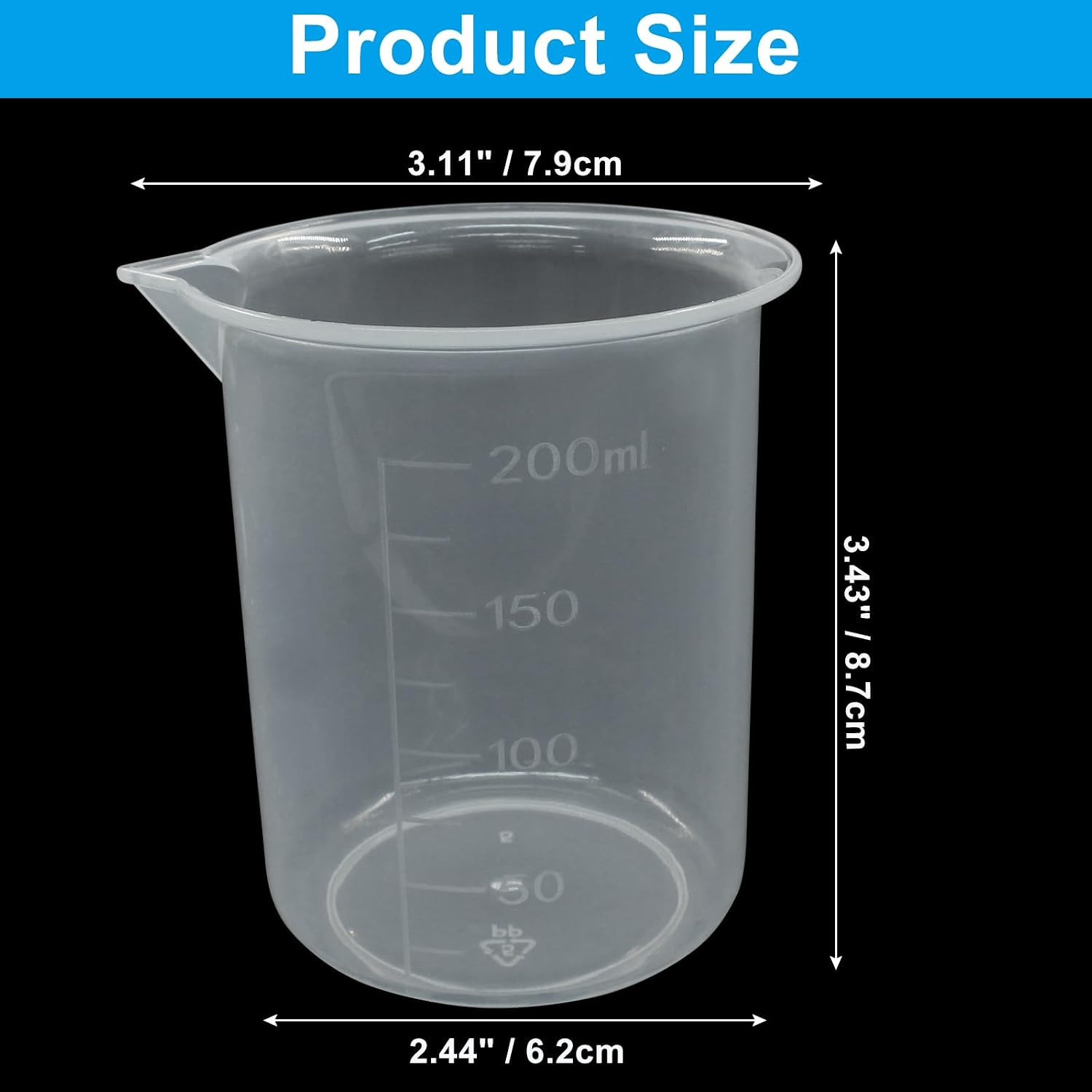 Plastic Measuring Cup 200ml – Graduated Measuring Cup for Cooking, Baking & Liquid Measurement