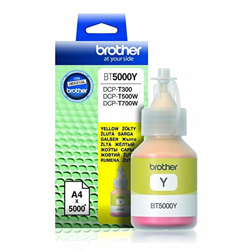 Brother BT5000Y Yellow Ink Bottle – Original Ink Tank Refill, High Yield 5000 Pages, Compatible with Brother DCP & MFC Printers