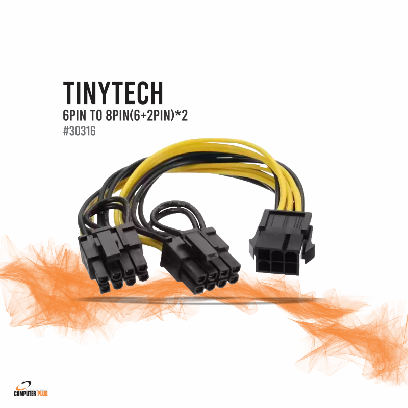 Tinytech 6-Pin to 8-Pin (6+2) Dual PCIe Power Cable