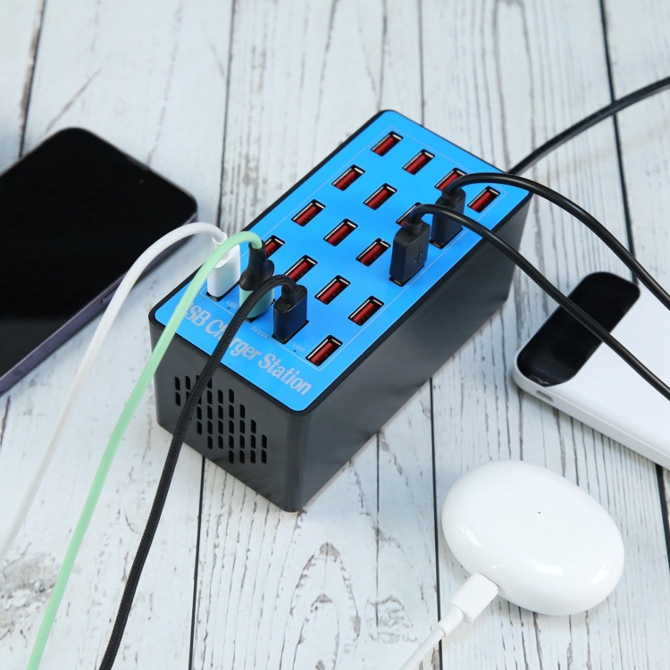 20-Port USB Charger Station – Multi-Port Charging Hub for Smartphones, Tablets & USB Devices