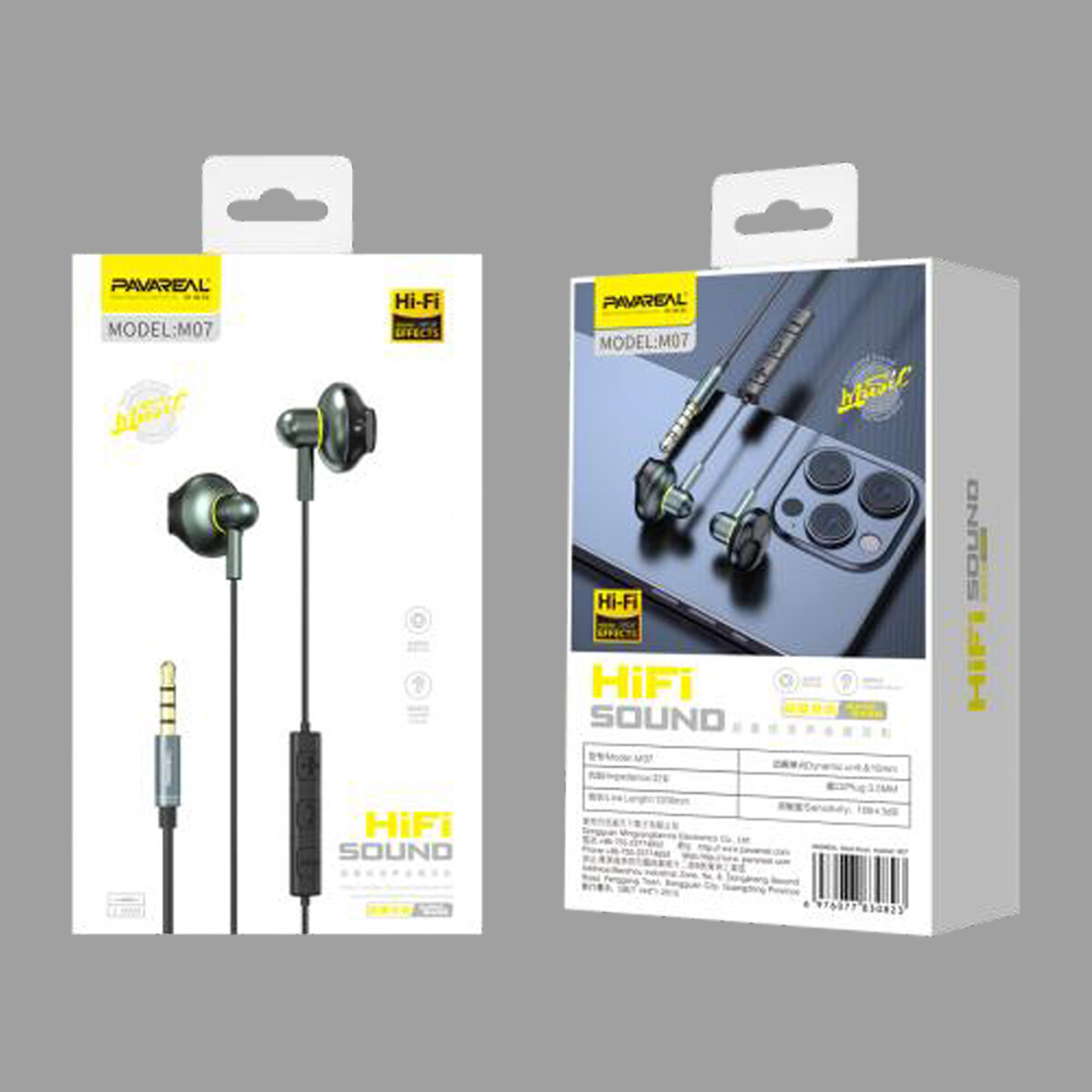 PAVAREAL M07 HiFi Stereo Headphones – Super Bass 3.5mm Wired Headset