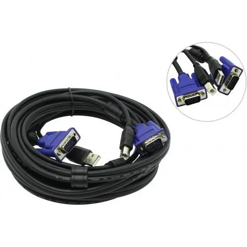 DKVM-CU5 2-in-1 USB KVM Cable 5M – VGA + USB Keyboard Mouse Combo Cable for KVM Switch, High-Speed Data & Video Transmission